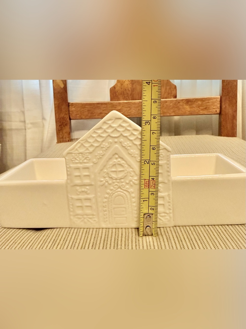 Small Tray Ceramic Gingerbread House Wintry Decorative Accent - Cream - Picture 10 of 10
